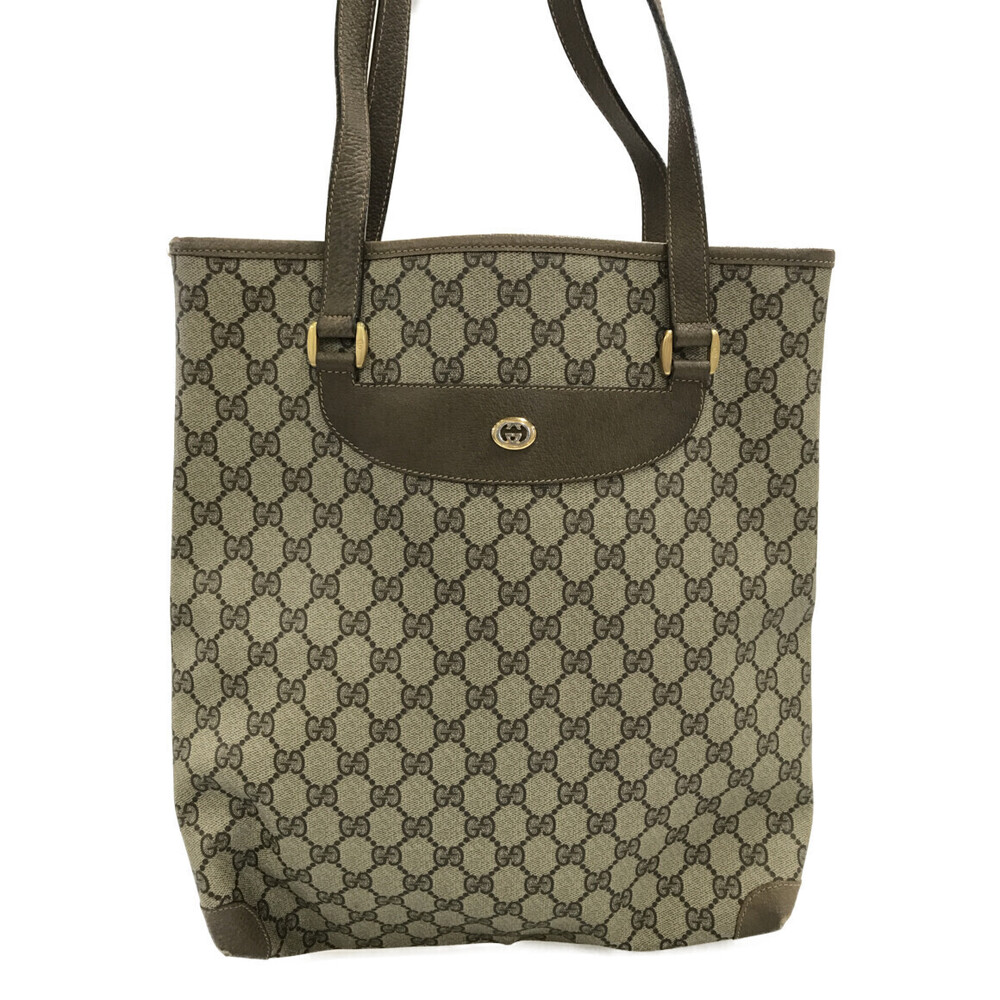 Gucci tote bag classic GG Supreme canvas brown leather